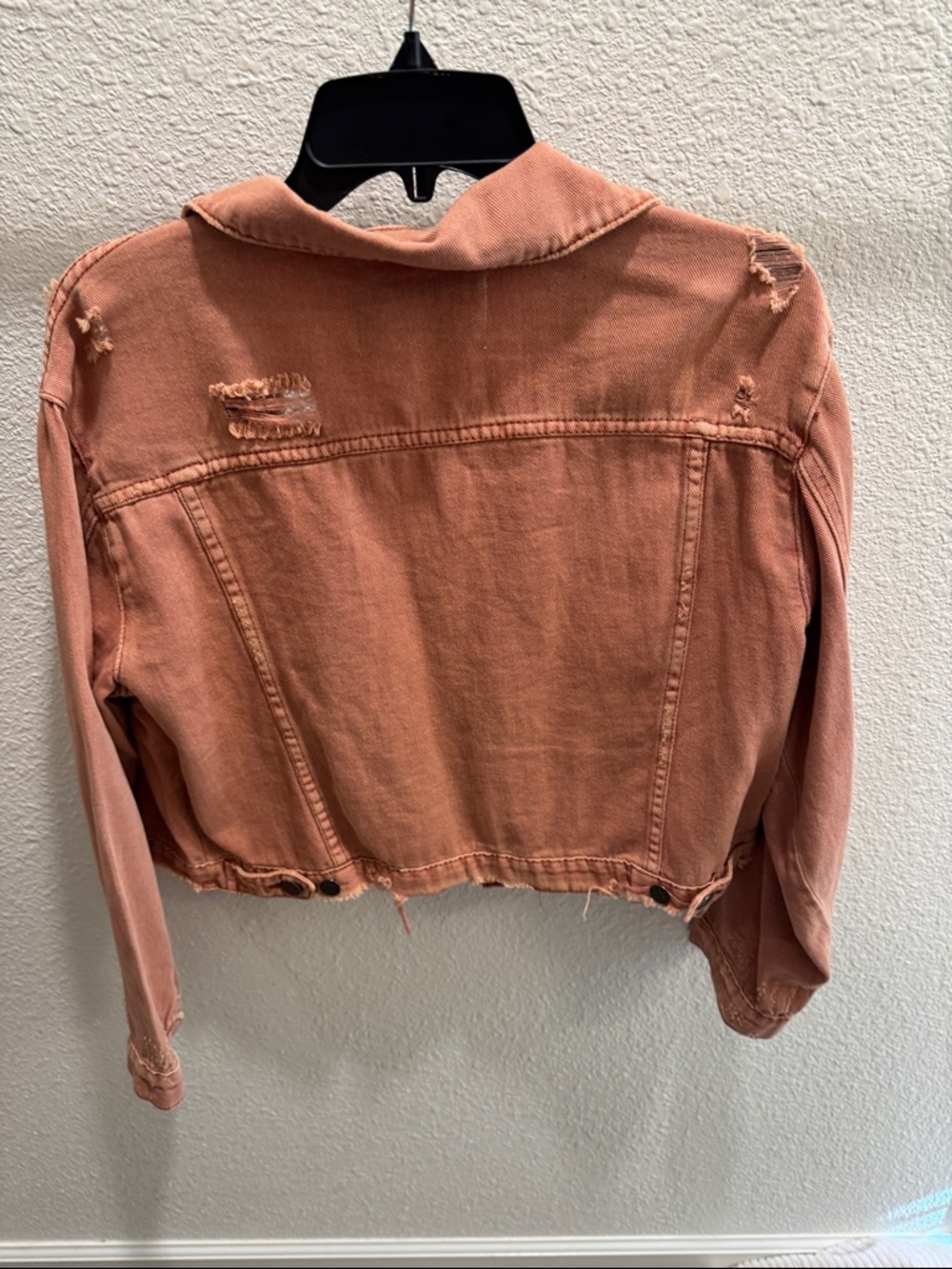 Mustard Seed Cropped Distressed Jean Jacket - Rusty Orange - Picture 3 of 3